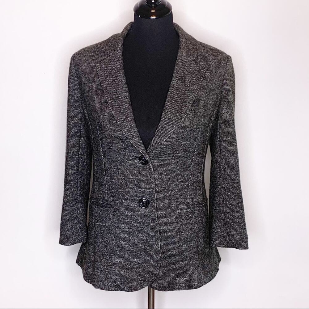 Anthropologie Cartonnier black tweed button front blazer size Medium